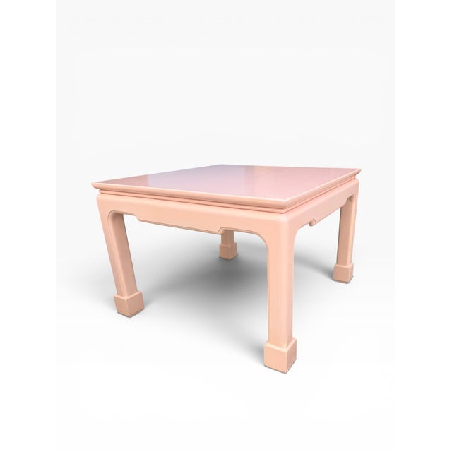 Vintage Peach Lacquer Chinoiserie Side Tables – Pair For Sale - Image 4 of 13