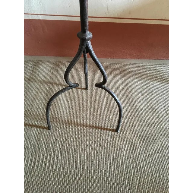 14th Century Medieval Black Wrought Cast Iron Tripod Pedestal, Italy For Sale - Image 9 of 11