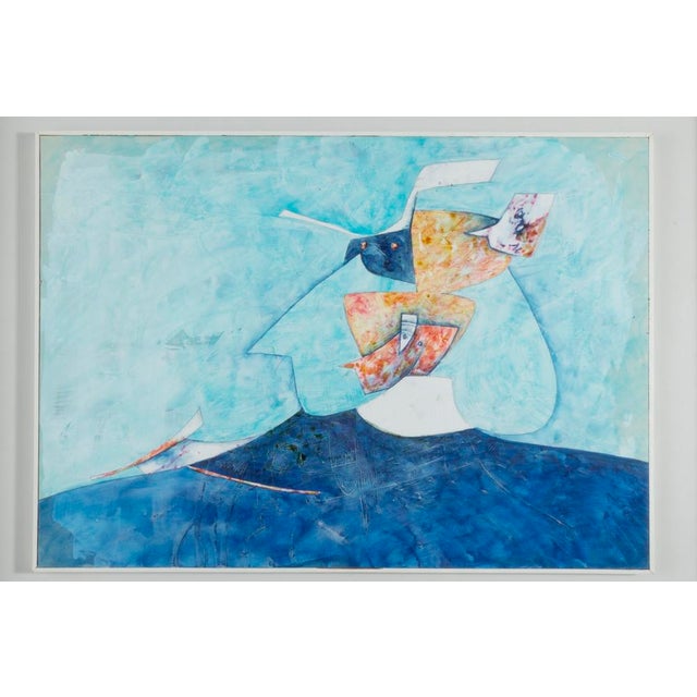 Mixed media work on paper entitled “Figure with white headdress”. Production Gianni Dova Period 1960s Dimensions L. 48 –...