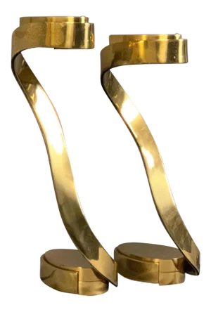 1970s Brass Snake Lamps by Georgine Aasen for Casella Lighting San Francisco - a Pair