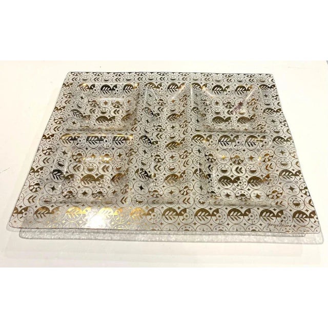 Georges Briard Vintage XL Georges Briard Glass Serving Tray For Sale - Image 4 of 10