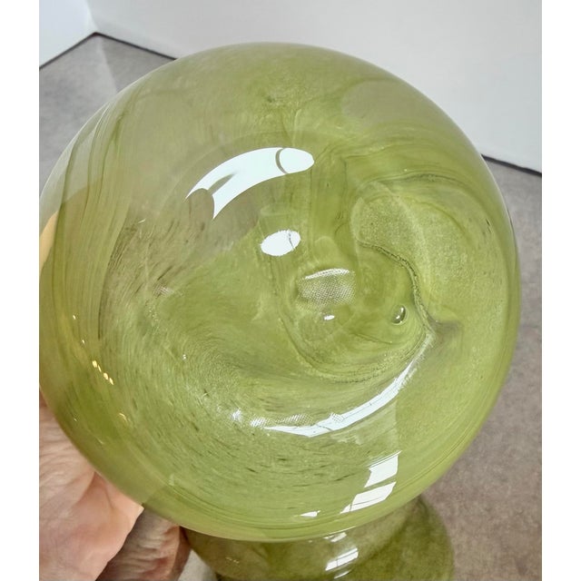 Vintage Handblown Chartreuse Art Glass Vase For Sale - Image 4 of 4