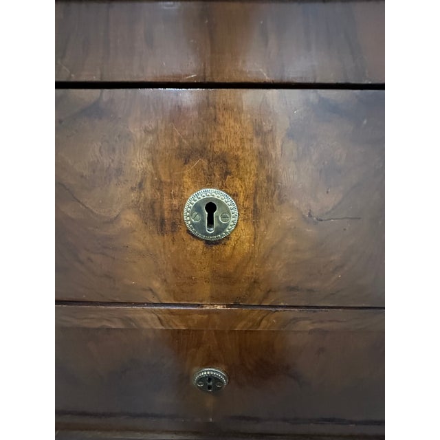 19th Century French Louis Philippe Walnut Commode With Marble Top and Pulls For Sale - Image 10 of 12