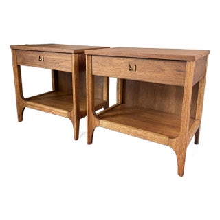 1960s Broyhill Brasilia Mid Century Modern Walnut Nightstand - A Pair For Sale