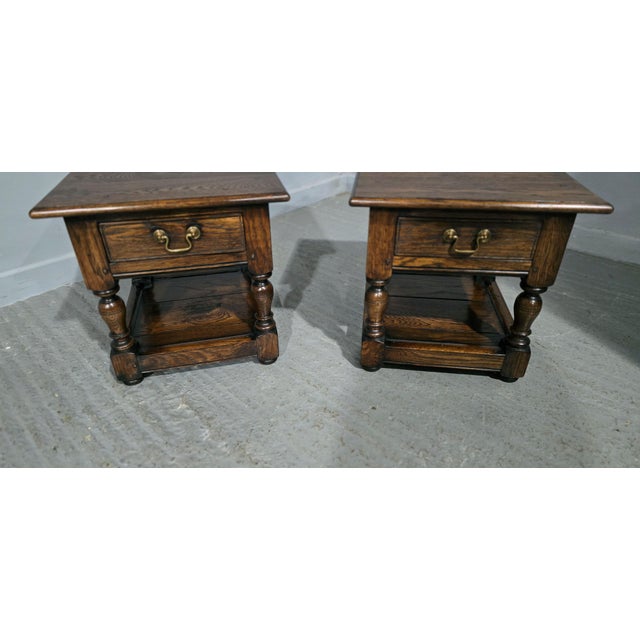 Oak Lamp Tables, 1920, Set of 2 For Sale - Image 3 of 11