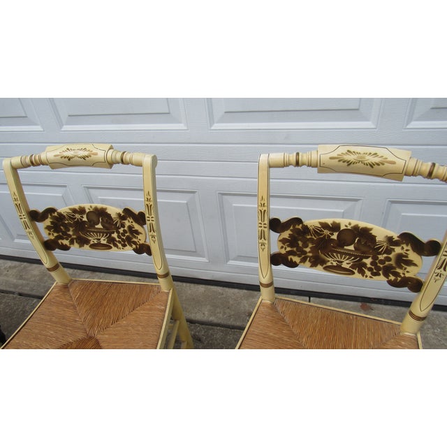 Hitchcock Pair of 1980s Farmhouse Hitchcock Chairs Designer Cream For Sale - Image 4 of 9