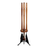 Mid-Century Modern Walnut and Brass Fireplace Tool Set in the Manner of Umanoff For Sale