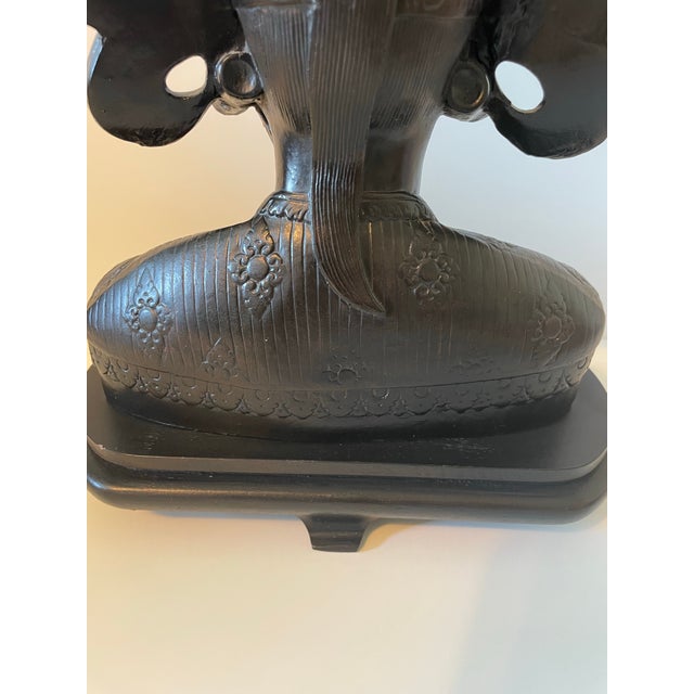 1930s Mid-Century Indochina Bien Hoa School Patinated Bronze Balinese Janger Dancer Bust For Sale - Image 4 of 10