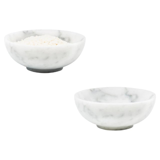 Rice Bowl in White Carrara Marble For Sale