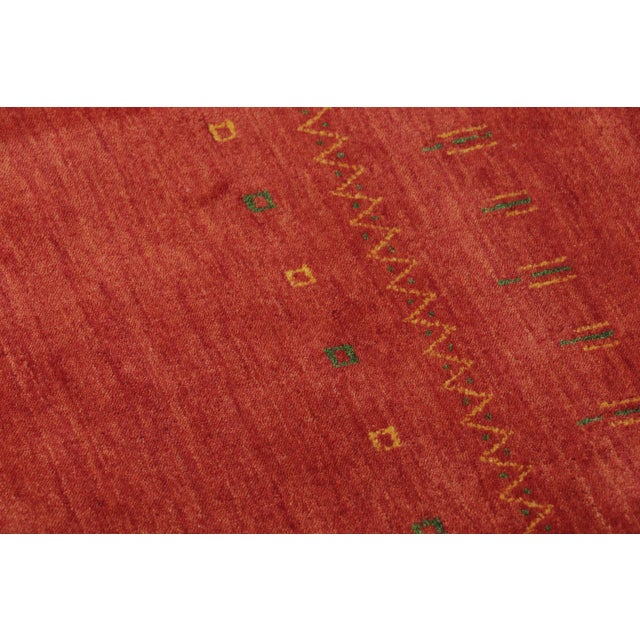 Contemporary Contemporary Geometric Red Wool Gift-Sized Rug by Rug & Kilim, India For Sale - Image 3 of 4