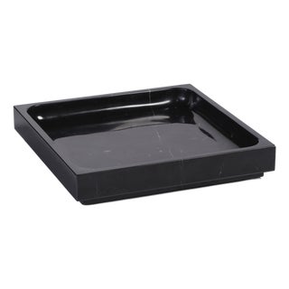 Nero Marquina Natural Marble Tray, 9.75" x 9.75" x 2" For Sale
