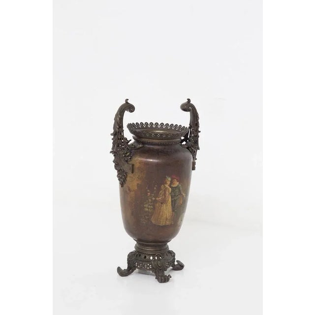 Large Art Nouveau Painted Bronze Vase, 1920s For Sale - Image 11 of 11