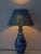 Spanish Fajalauza Ceramic Table Lamp with Hand-Woven Lampshade For Sale - Image 4 of 15