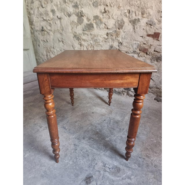 Antique French Oak Desk Table with Drawers, 1920s For Sale - Image 9 of 18