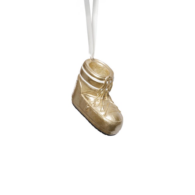 Contemporary Après Ski Boot Holiday Ornaments in Gold, Assorted Set of 6 Pieces For Sale - Image 3 of 4
