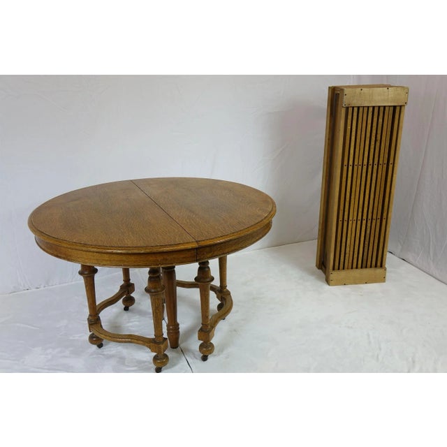 1970s Vintage Expandable Oak Dining Table " Extends Up to 14ft For Sale - Image 5 of 12