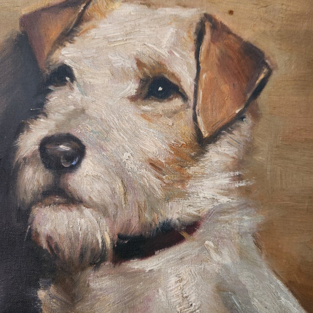 English Oil on Canvas Portrait Painting of a Terrier Dog For Sale - Image 3 of 4