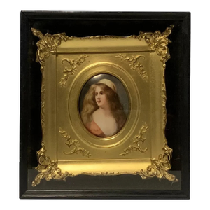19th Century Victorian Porcelain Portrait Painting: Agesta after Angelo Asti, Shadow Box Frame