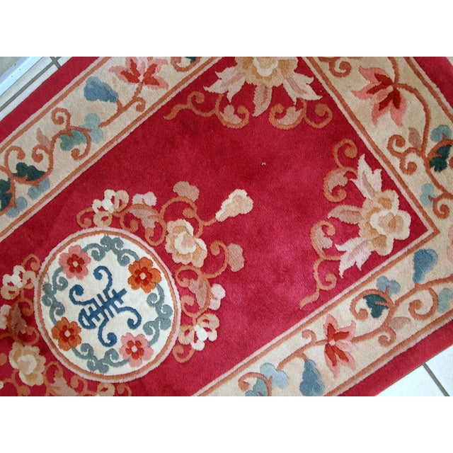 Red 1970s Handmade Vintage Art Deco Chinese Rug 2.5' X 4.5' For Sale - Image 8 of 10