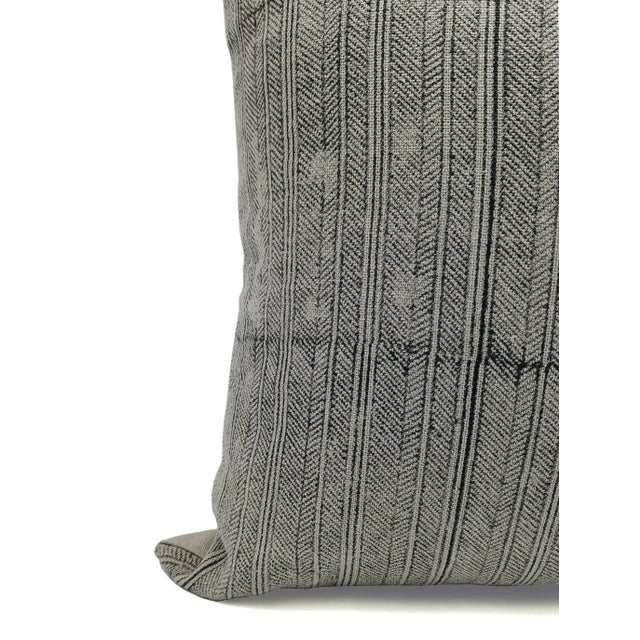Fabdivine Handmade Block Printed Cushion Cover 16x16 Inch Thick Linen-Black Leheriya For Sale - Image 6 of 6