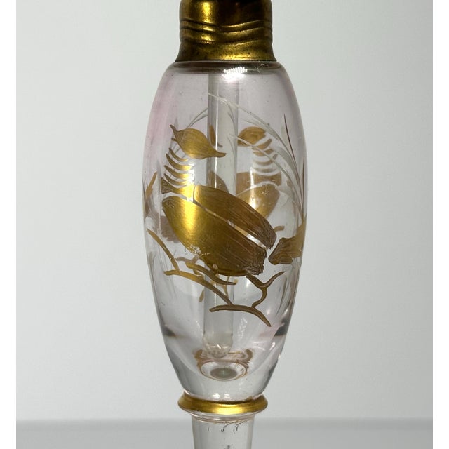 DeVilbiss Art Deco Perfume Bottle: Gold Gilt Floral Etchings, c. 1920s For Sale - Image 4 of 10