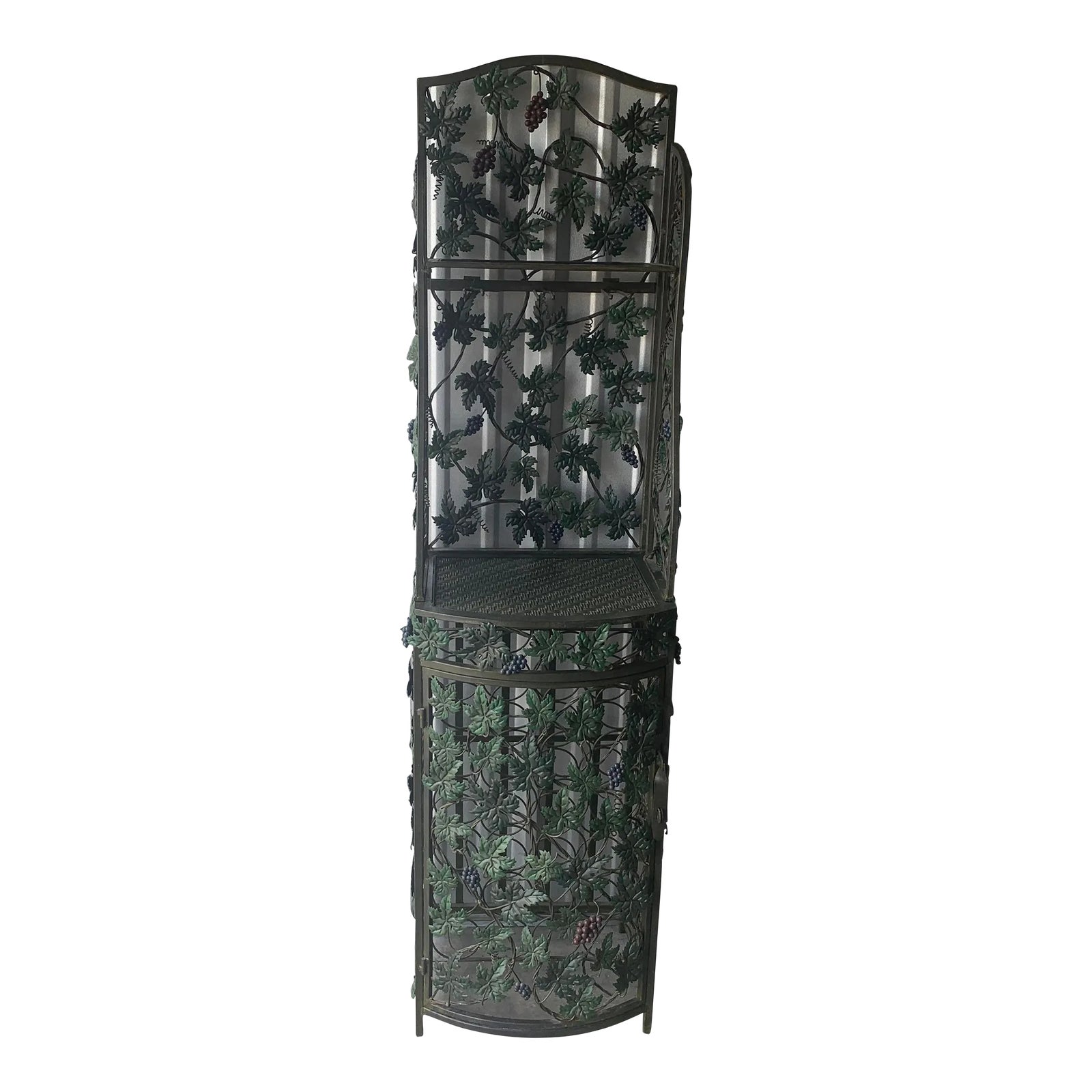 Early 21st Century French Style Metal Grapes Vines Wine Bottle Holder ...