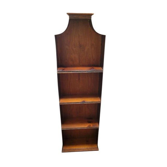 Vintage Rare Spanish Brass Clad Wood Pagoda Regency Sarreid Style Wall Shelf For Sale - Image 10 of 11