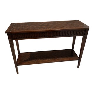 Herringbone Wood Top Console Table For Sale