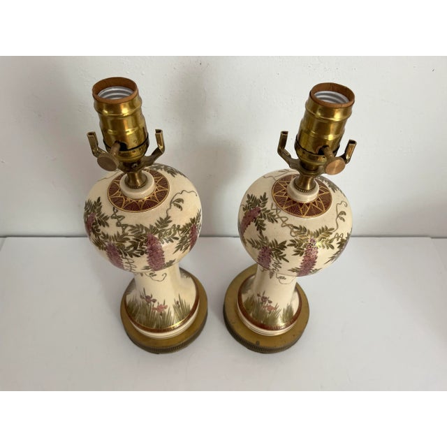 Antique Japanese Wisteria Vine Lamps & Shades - a Pair For Sale - Image 6 of 11