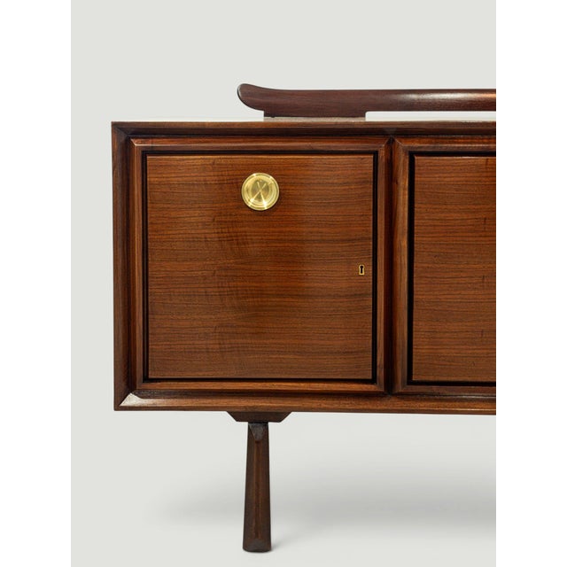 Mid-Century Modern Italian Walnut Sideboard with Brass Medallions by Paolo Buffa, 1950s For Sale - Image 16 of 18