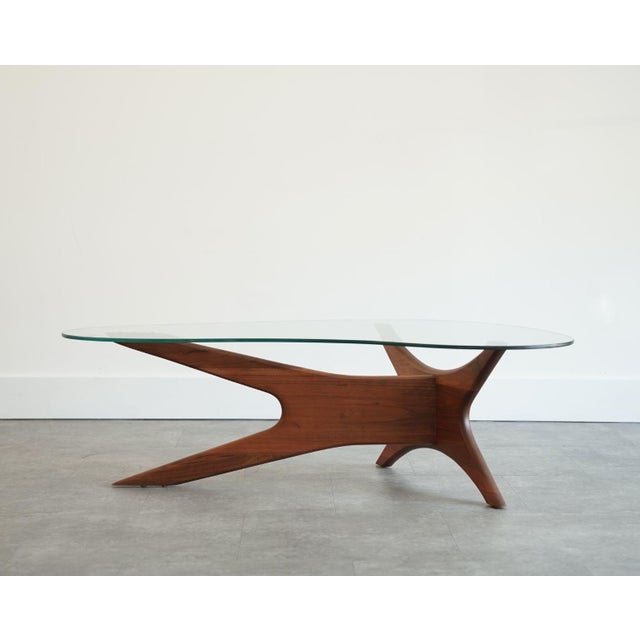 An elegant and sculptural Adrian Pearsall for Craft Associates asymmetric coffee table, showcasing the designer’s...
