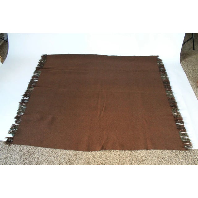 Army Green Vintage Army Green & Brown Plaid Wool Blanket For Sale - Image 8 of 15