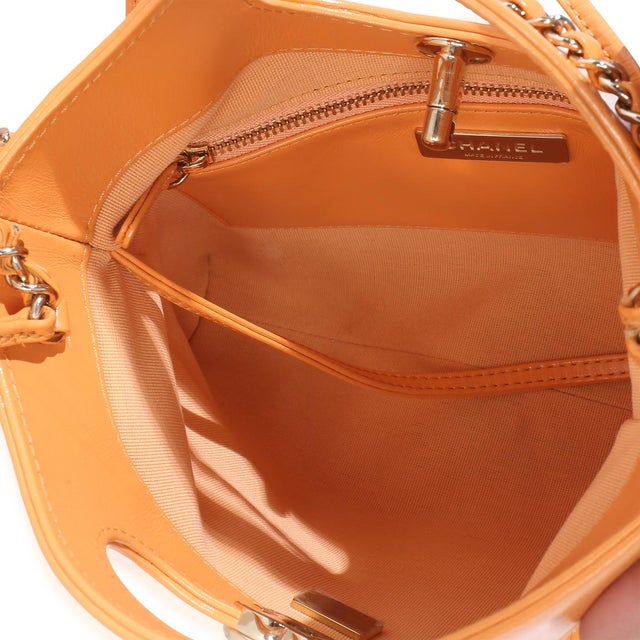 Orange Shiny Crumpled Quilted Calfskin Mini 31 Shopping Bag For Sale - Image 9 of 9