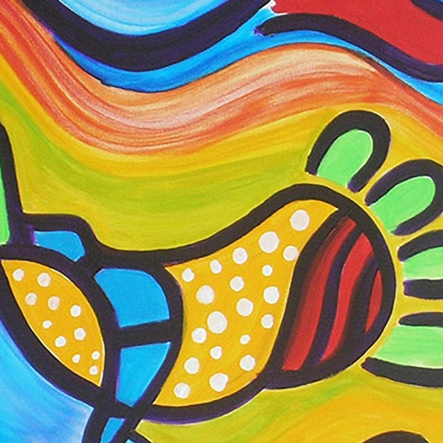 Textile Horseman – Abstract Figurative Composition in Acrylics on Canvas – 30 X 30 In For Sale - Image 7 of 7