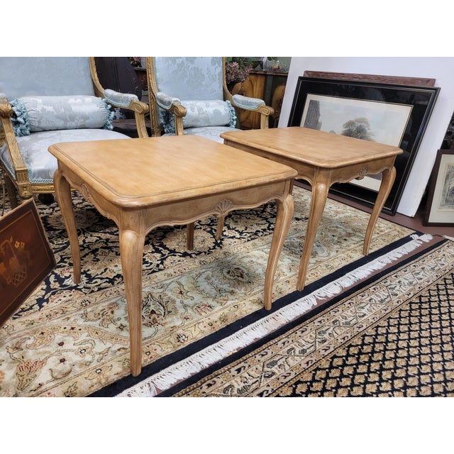 1950s Pair of Country French End Table Blonde Finish For Sale - Image 10 of 12