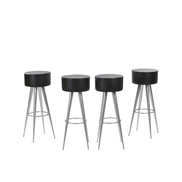 Metal and Leather Golia Stools by Maurizio Peregalli for Zeus, 1993, Set of 4 For Sale