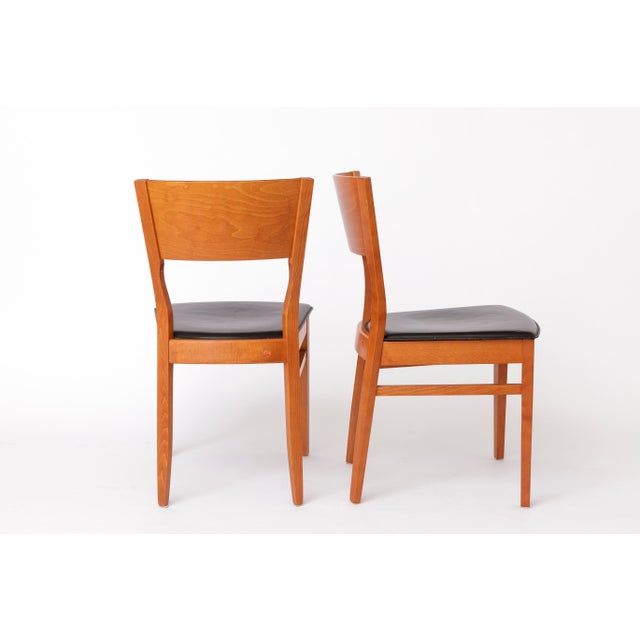 Italian Elm and Black Faux Leather Chairs from Dal1923, 1980s, Set of 4 For Sale - Image 6 of 11