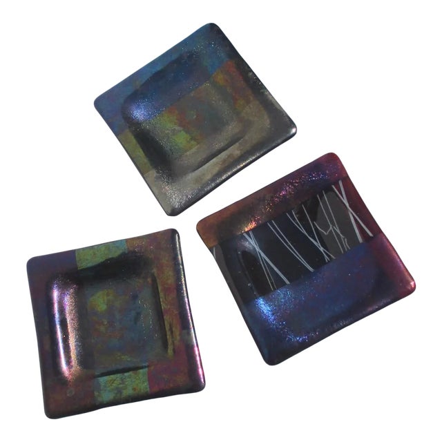 Dichroic Glass Desk Trays - Set of 3 For Sale