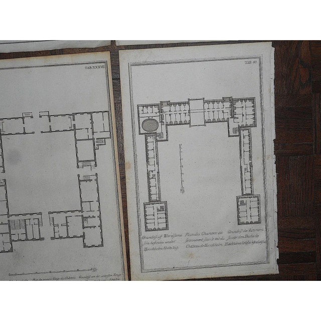 Mid 18th Century Antique 18th C. Architectural Floor Plans & Facades - Imperial Folio Copperplate Engravings - Set of 6 For Sale - Image 5 of 7