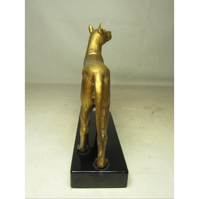 English Country Home Vintage Gilt Metal Doberman Figurine For Sale - Image 4 of 16