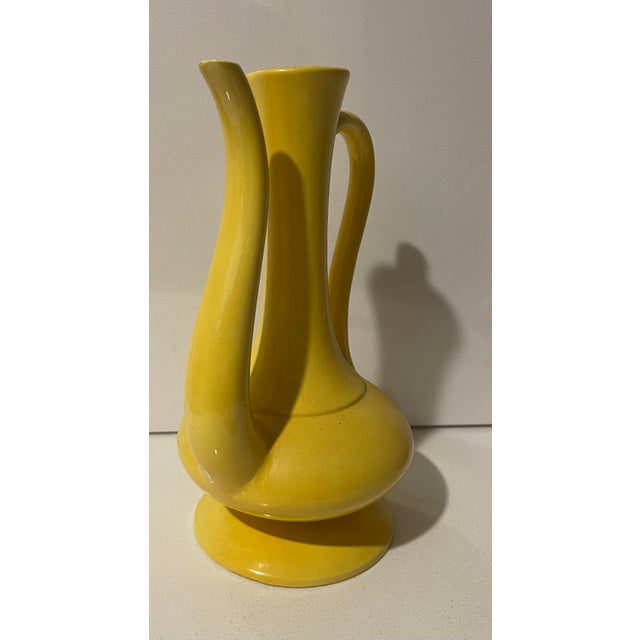 20th C. Mid Century Modern Sculptural Yellow Ceramic Ewer, Italian Style For Sale - Image 9 of 10