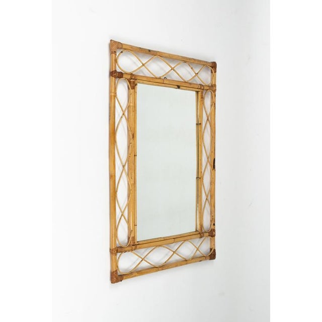 Mid-Century Modern Mid-Century French Riviera Curved Bamboo and Rattan Wall Mirror, Italy, 1970s For Sale - Image 3 of 11