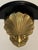 Late 20th Century 1970s Hollywood Regency Brass and Black Lacquer Shell Sconces - A Pair For Sale - Image 5 of 8