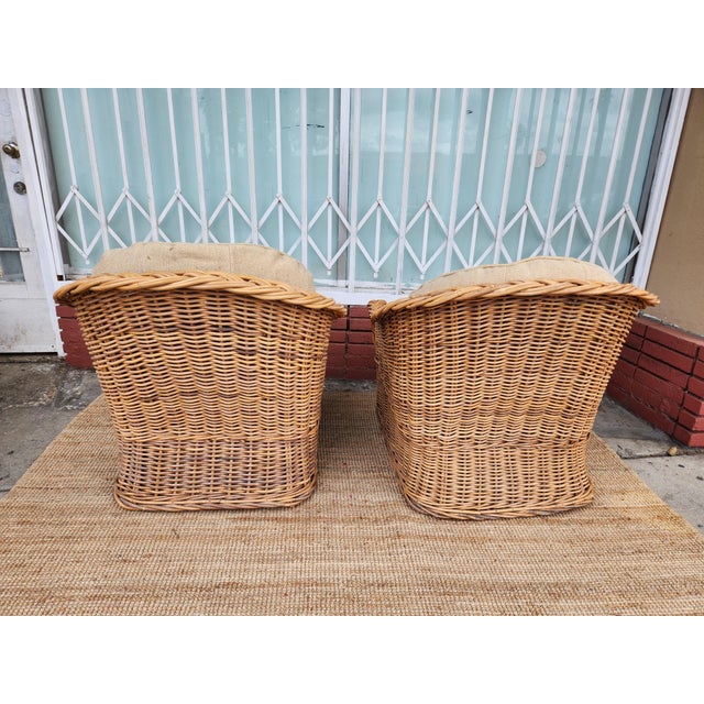 Wood 1960's Pair of Italian Wicker Chairs For Sale - Image 7 of 12