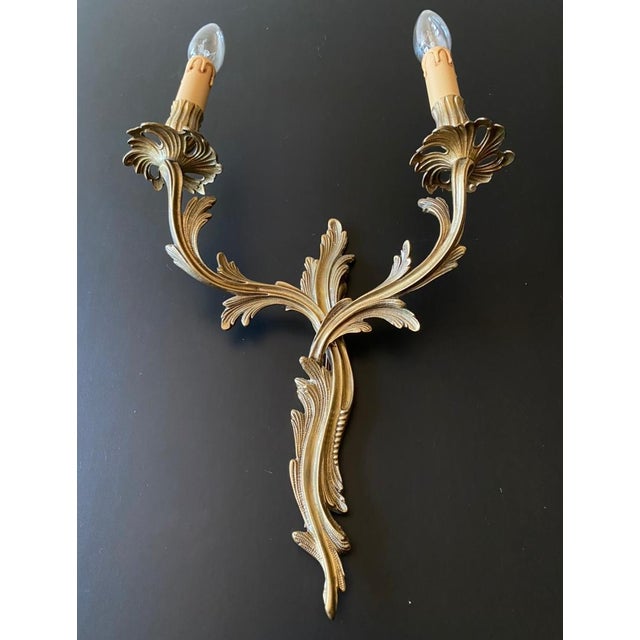 1950s Vintage Bronze Sconces, 1950s, Set of 2 For Sale - Image 5 of 13
