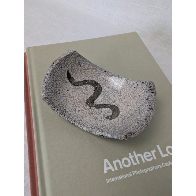 Vintage Japandi Monochrome Raku Ceramic Trinket Dish, 1980s For Sale - Image 10 of 10