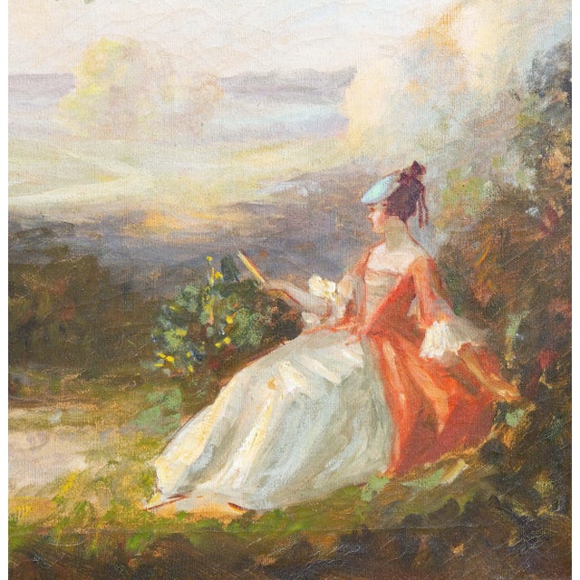 Mid 20th Century French Impressionist Style Garden Scene Oil Painting, Framed For Sale - Image 4 of 6