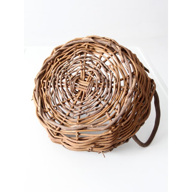Vintage Handwoven Vine Basket With Handles For Sale - Image 14 of 14