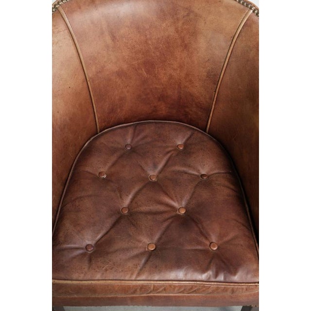 English Cognac Cowhide Leather Occasional Chairs, Set of 2 For Sale - Image 10 of 14