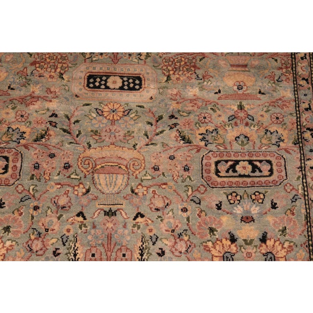 Floral 1990's Pak-Persian Green/Beige Wool Rug - 6'3'' X 9'6'' For Sale In New York - Image 6 of 9